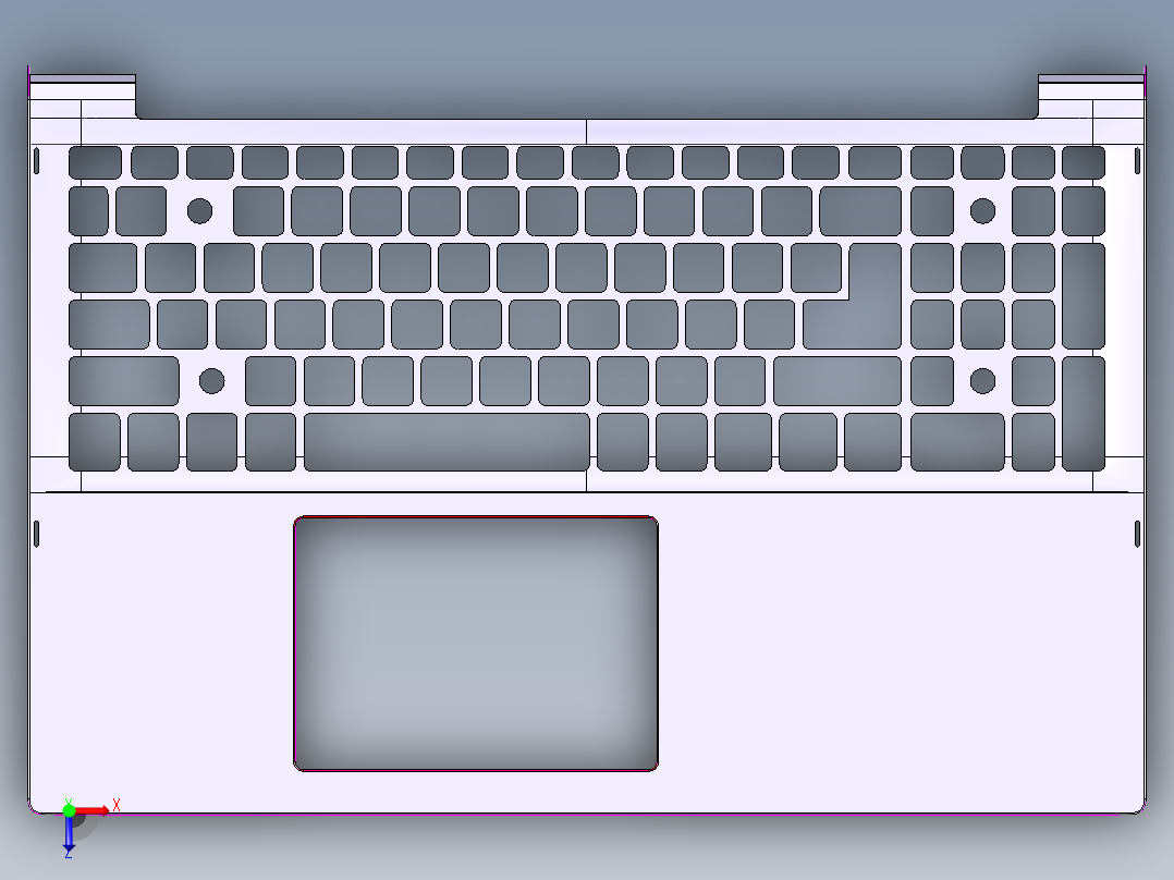 笔记本键盘外壳铣外形UG编程程序模型俯视图