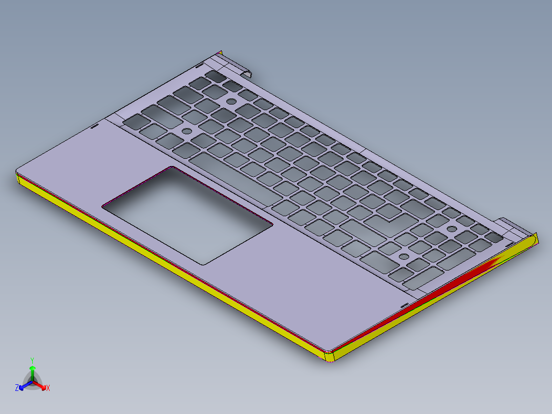 笔记本键盘外壳铣外形UG编程程序模型正等轴测图