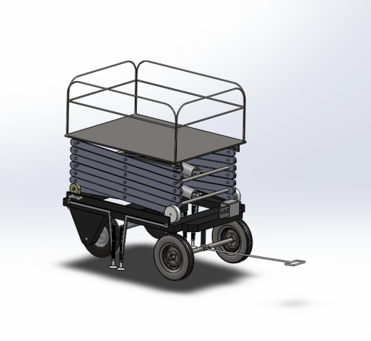 四轮移动式液压升降台3D及图纸缩略图