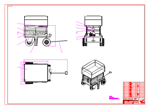 四轮移动式液压升降台3D及图纸缩略图