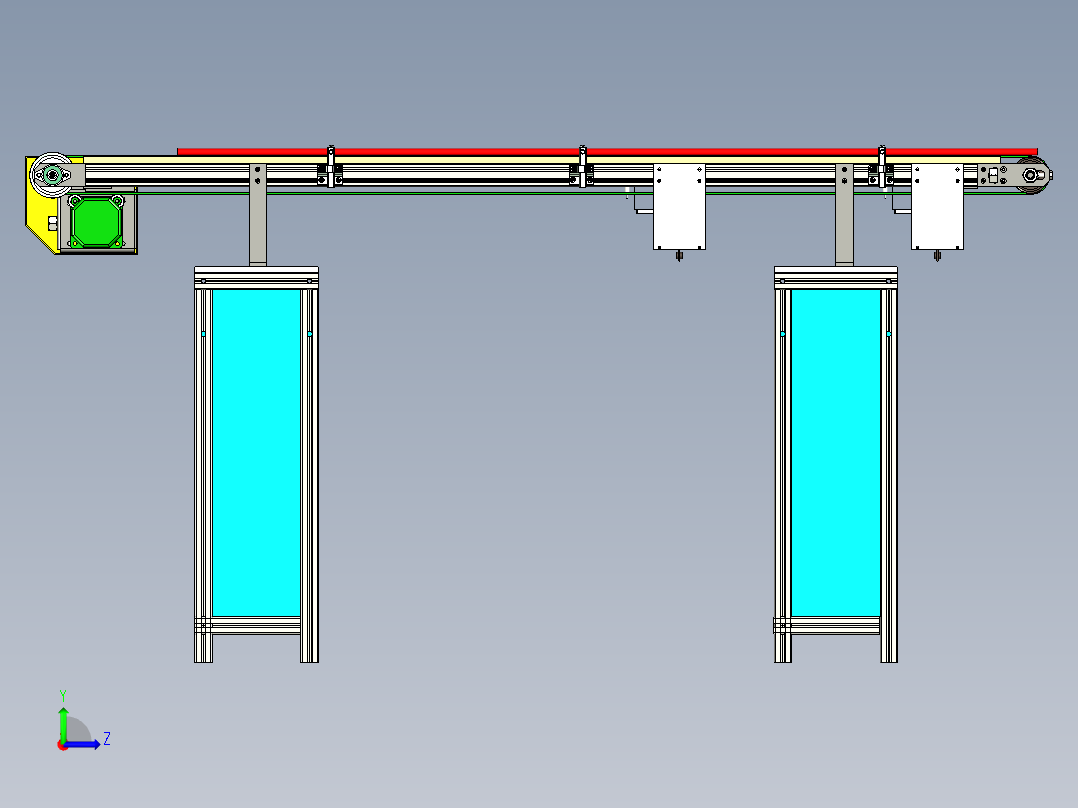 非标双皮带输送线设计左视图