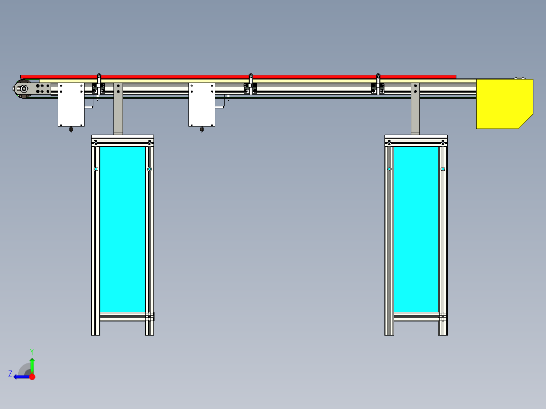 非标双皮带输送线设计右视图