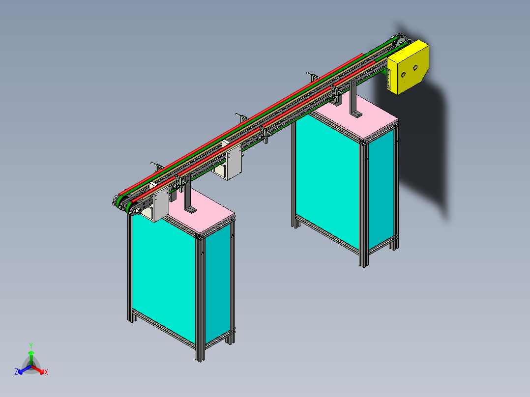 非标双皮带输送线设计正等轴测图