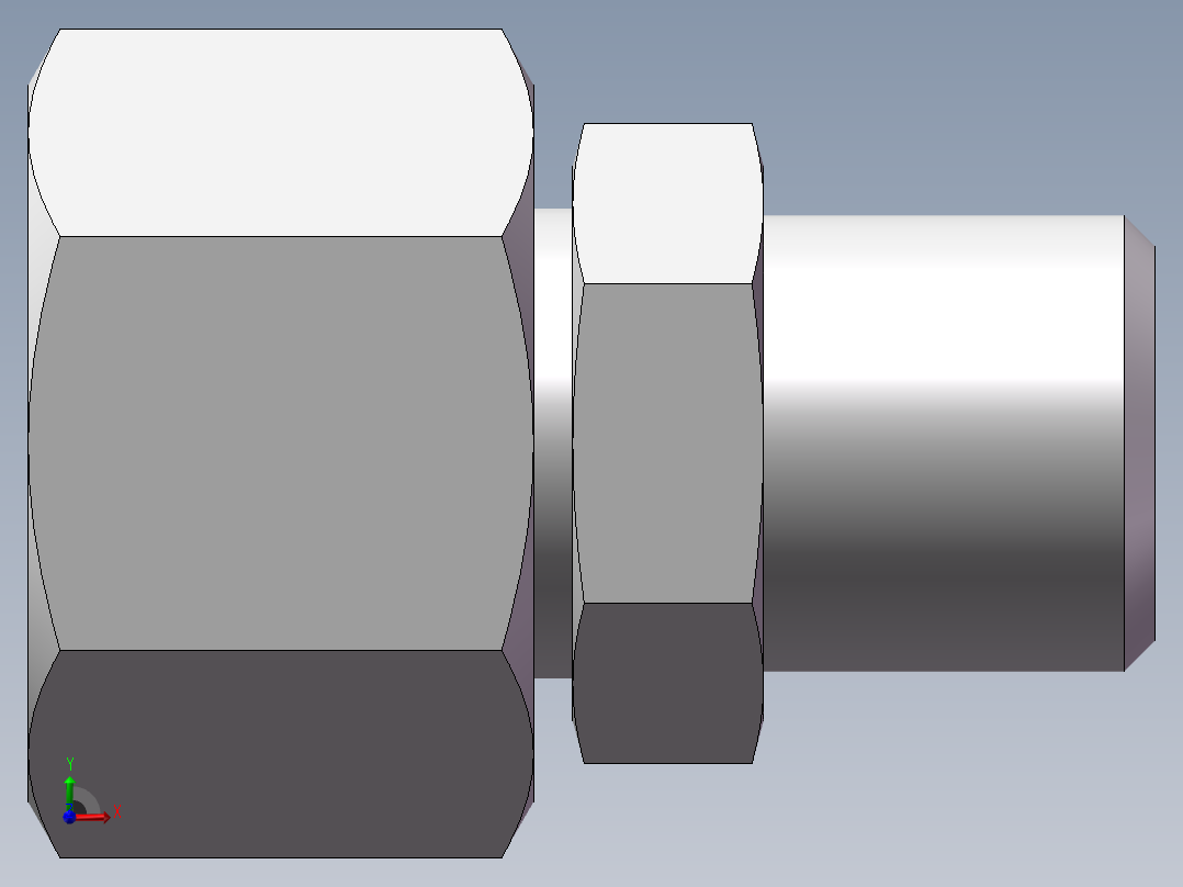 直通变径接头、2D-14-18前视图