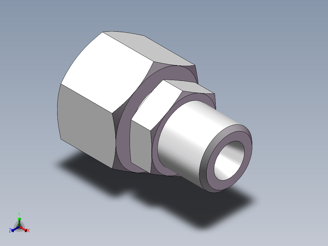 直通变径接头、2D-14-18正等轴测图