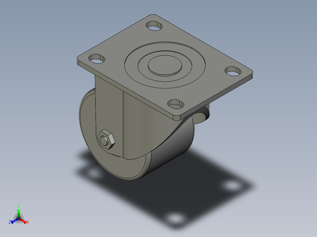 JCA-75低重心重载型脚轮-万向型-上隆-R20主视图