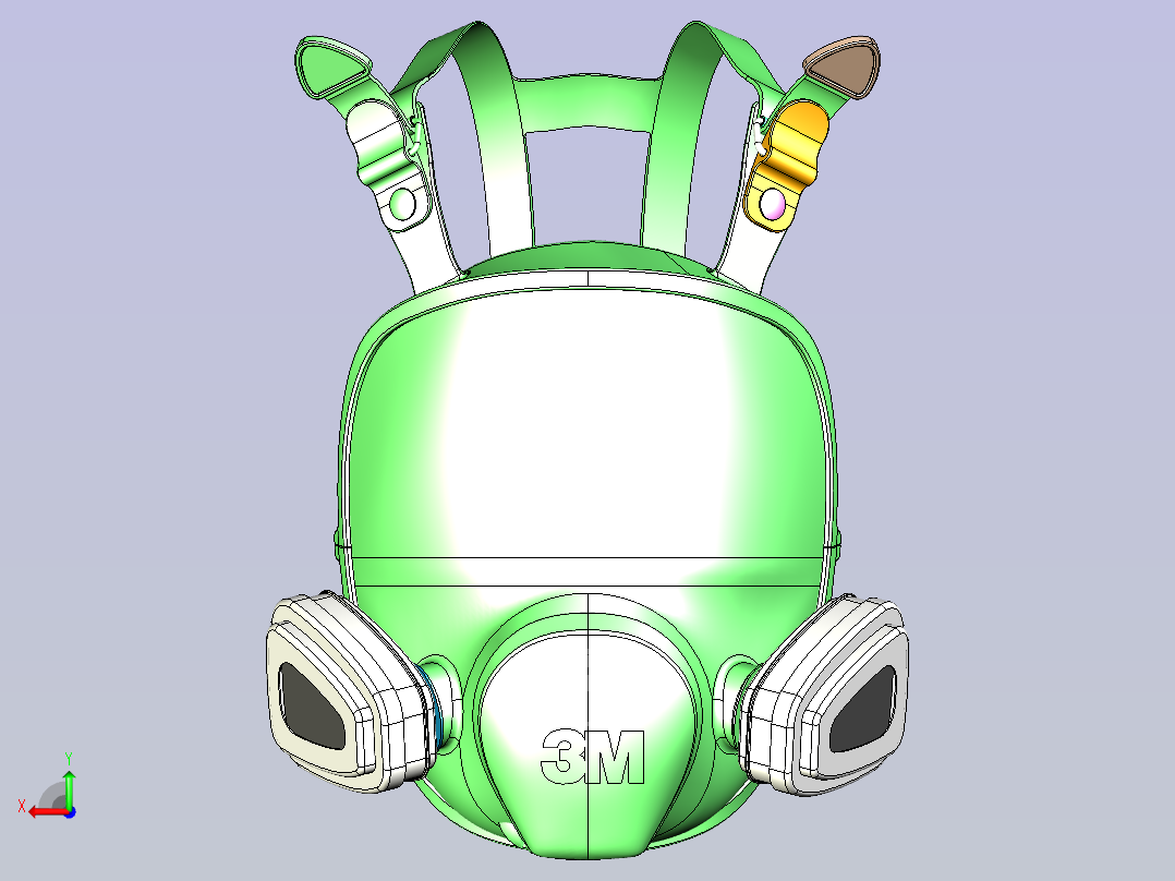 3M 6000 serie面罩MASK模型3D模型后视图