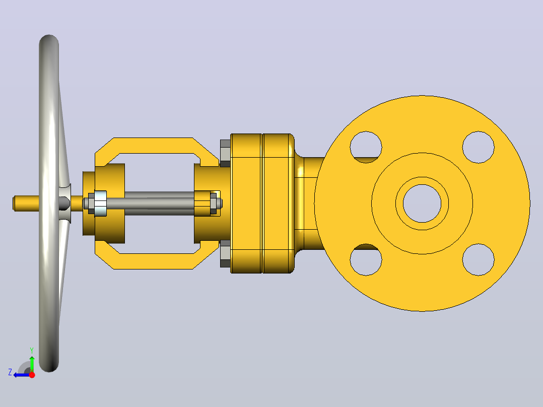 ASME B16.10闸阀法兰端RF-150级1 右视图