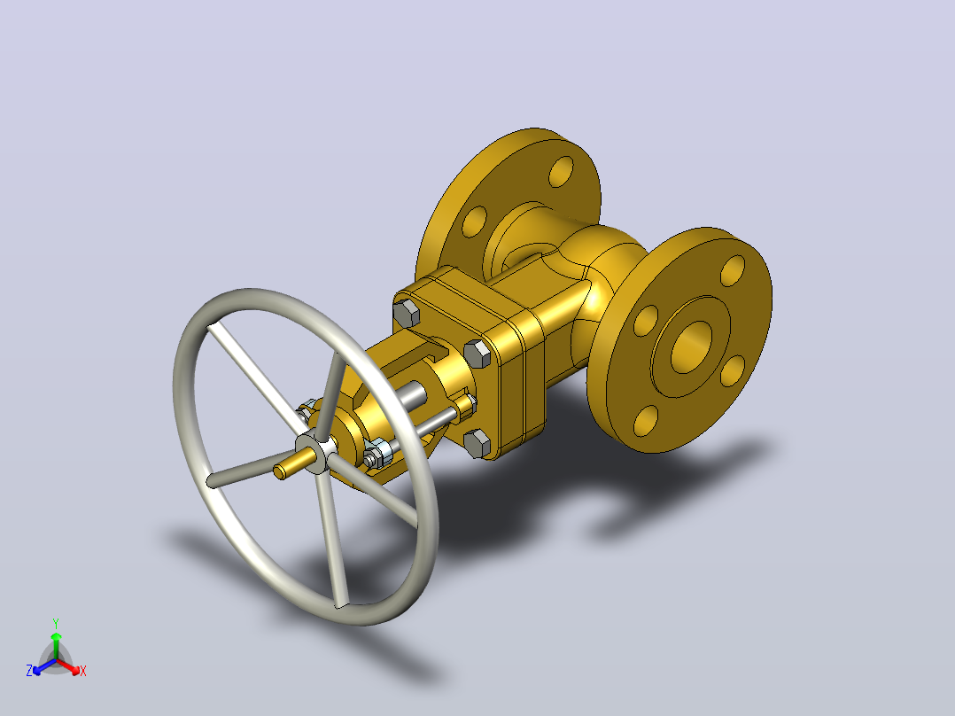 ASME B16.10闸阀法兰端RF-150级1 正等轴测图