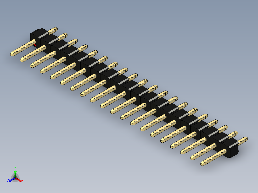 彩色公头100mil（2.54mm）系列-DS1021_black_1x20p_100mil_Type1_rev1.0主视图