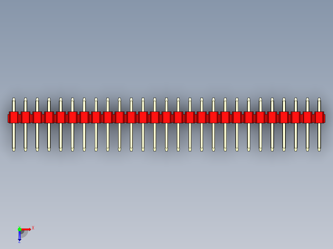彩色公头100mil（2.54mm）系列-DS1021_red_2x27p_100mil_Type1_rev1.0俯视图