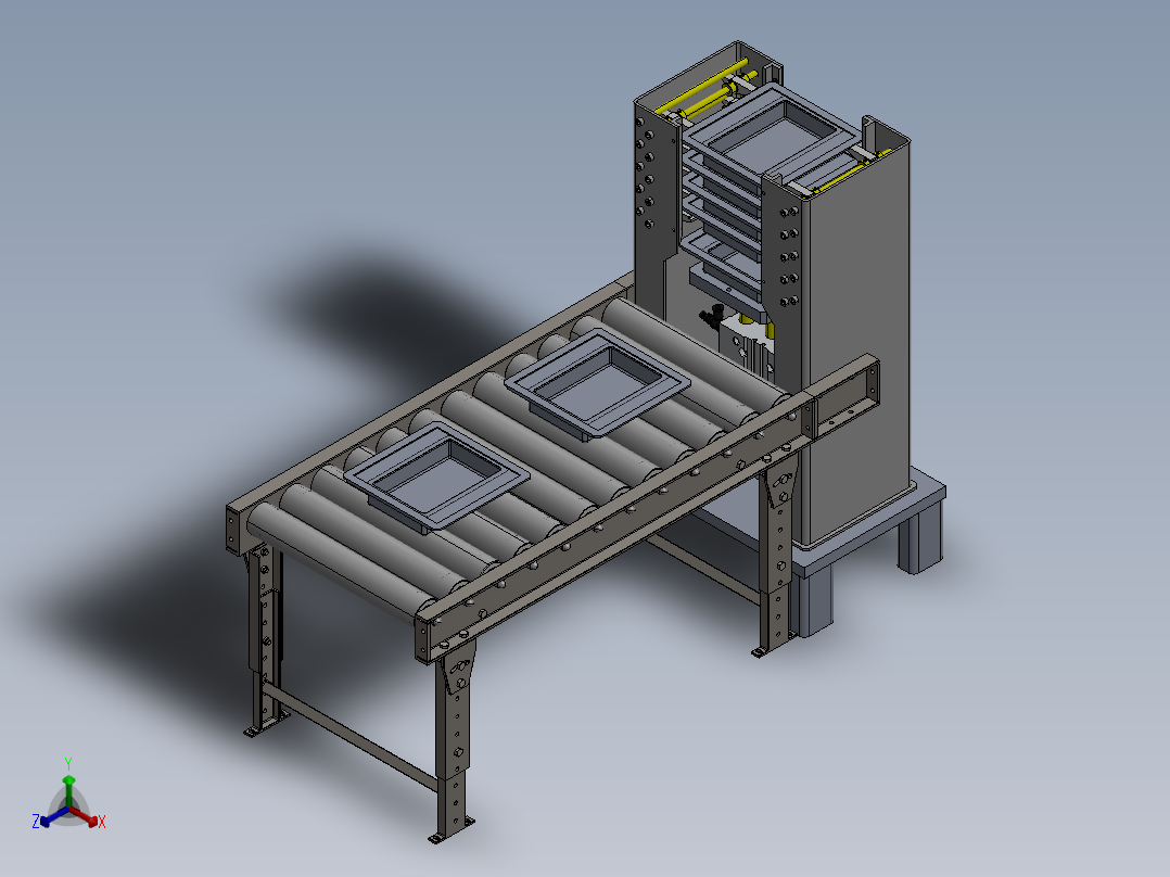 尿垫计数堆垛装置正等轴测图