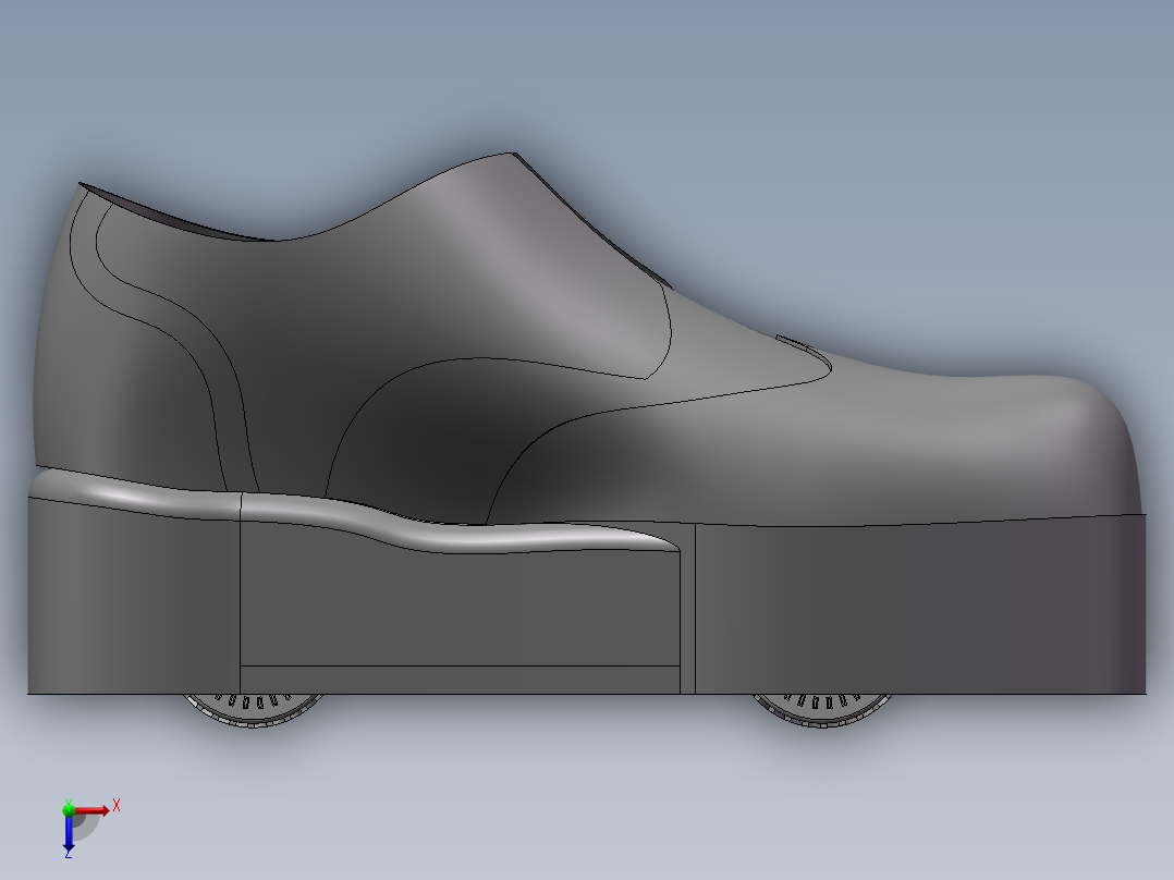 轮滑鞋装配体俯视图