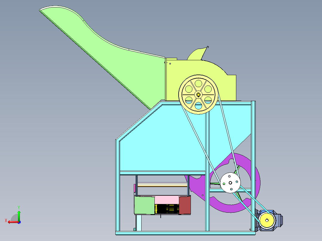 全喂入式花生摘果机的设计后视图