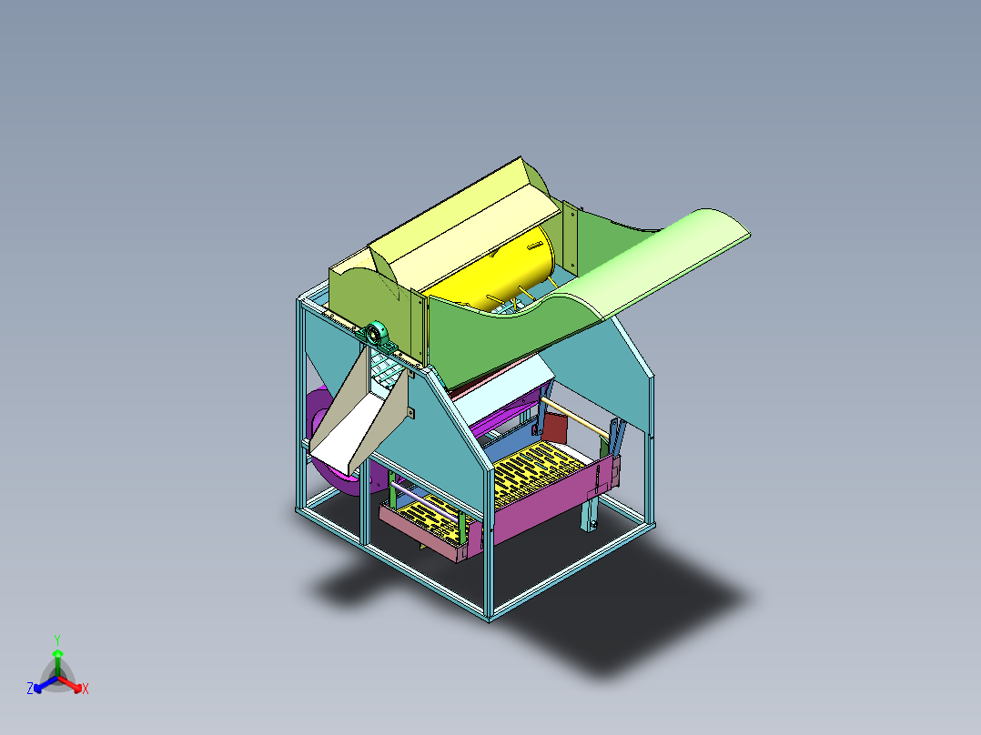 全喂入式花生摘果机的设计正等轴测图