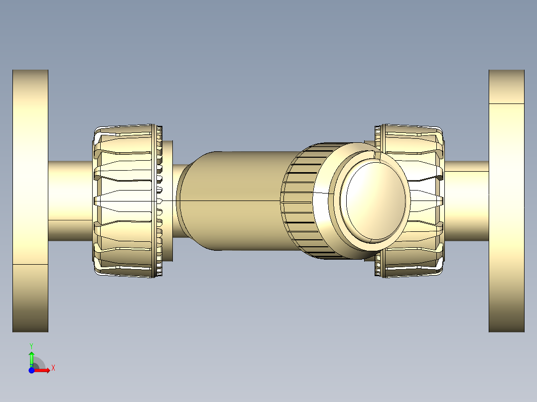 6VRUOAM 检查与工会端阀和固定法兰，钻孔ANSI B16.5 cl.150 FF前视图
