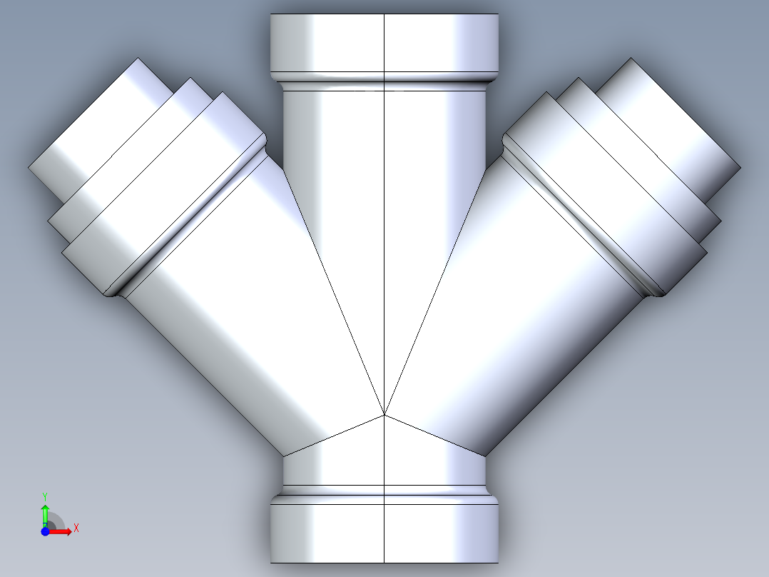 船舶管路系统S8_SeaDrainPLUS_DoubleReducingWye-SxSxSxS_37E263532_3x3x2x2in Sea Drain Plus - Double Reducing Wye - SxSxSxS前视图