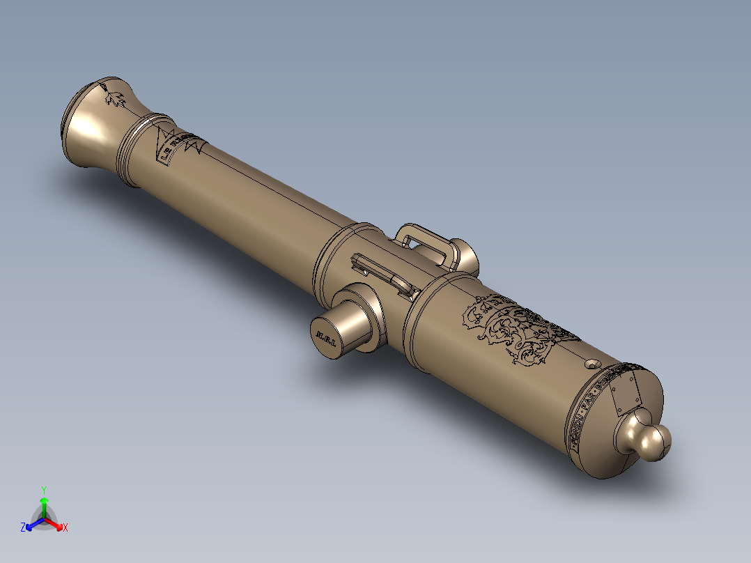 可移动大炮正等轴测图