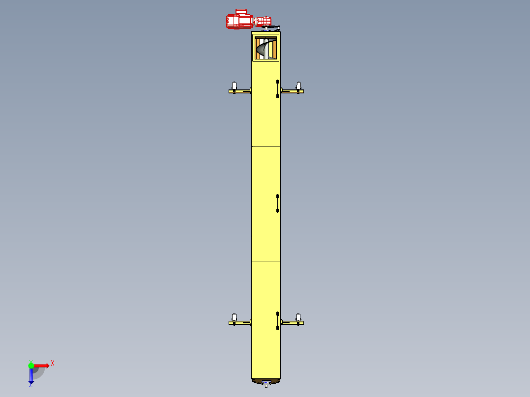 齿轮电机驱动的倾斜螺旋小麦输送器设计俯视图