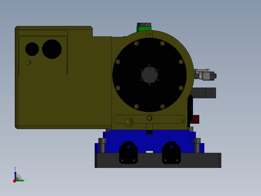 jig milling机床旋转轴旋转台左视图