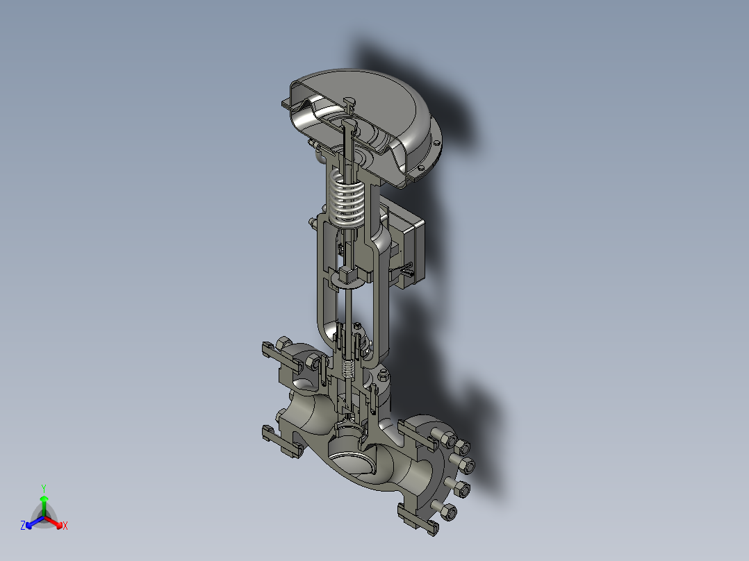 气动隔膜调节阀低温流量调节阀剖切详细结构