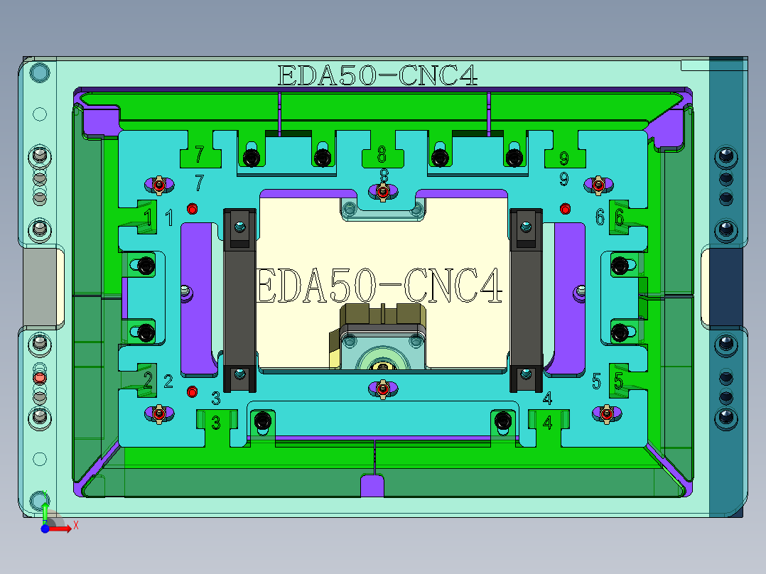 EDA50-笔记本CNC工装夹具三维模型CNC4-190329前视图