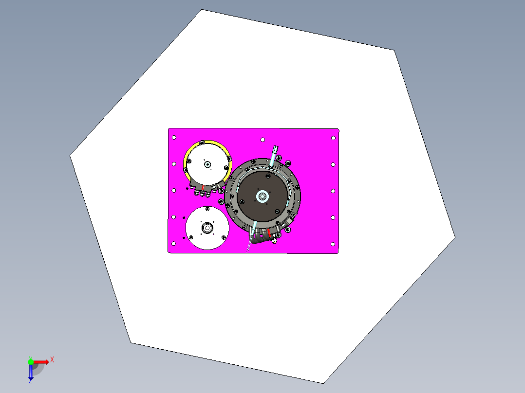六边形非标转盘设备设计俯视图
