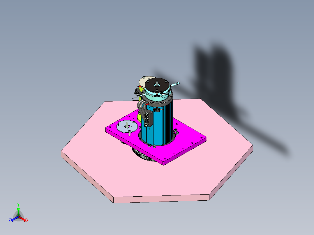 六边形非标转盘设备设计正等轴测图