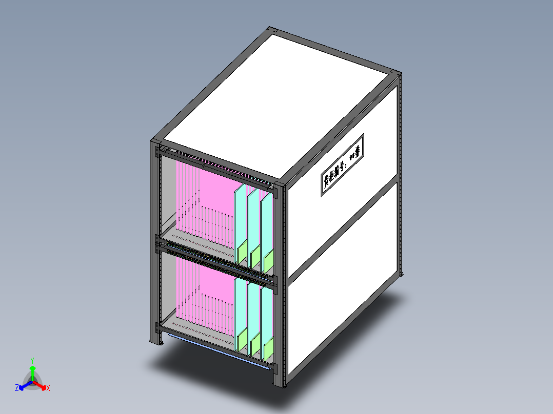 货架、仓储玻璃存储柜正等轴测图