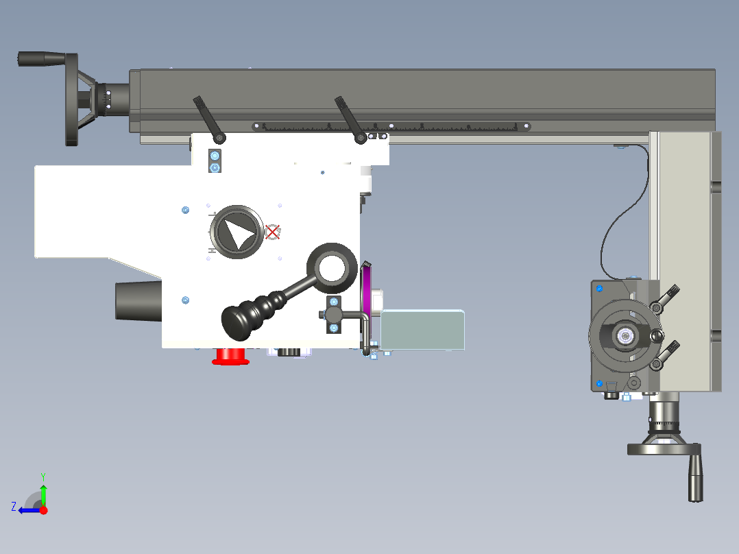 小型台式钻铣床右视图
