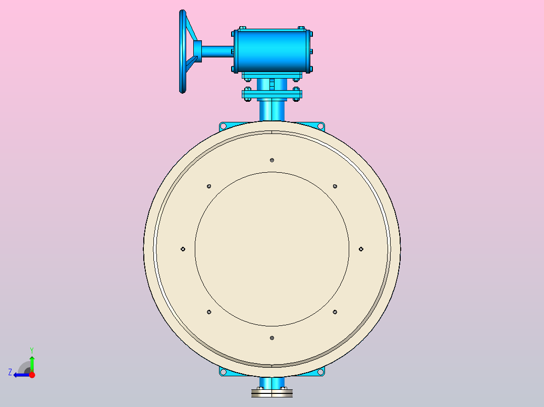 D373H-10三偏心多层次金属硬密封蝶阀[D373H-10]DN2000右视图