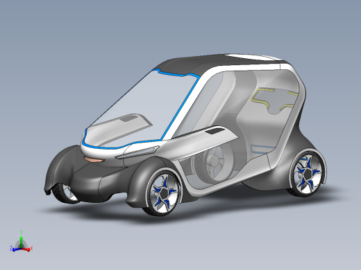 市内小型双位小轿车外壳造型3D图纸 Solidworks设计