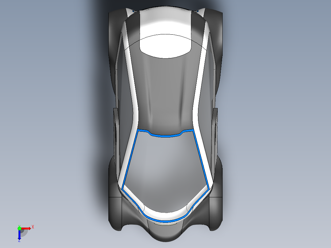 市内小型双位小轿车外壳造型3D图纸 Solidworks设计俯视图