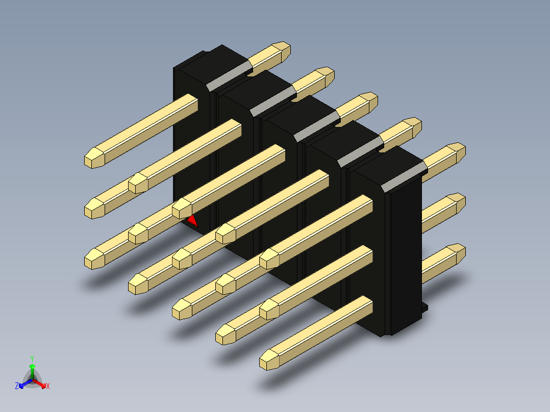 彩色公头100mil（2.54mm）系列-DS1021_black_3x05p_100mil_Type1_rev1.0主视图