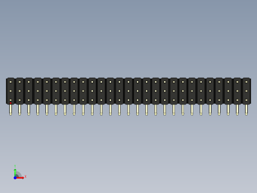 彩色公排针 100mil 2.54mm 系列-DS1022_black_3x27p_100mil_TypeD_rev1.0前视缩略图