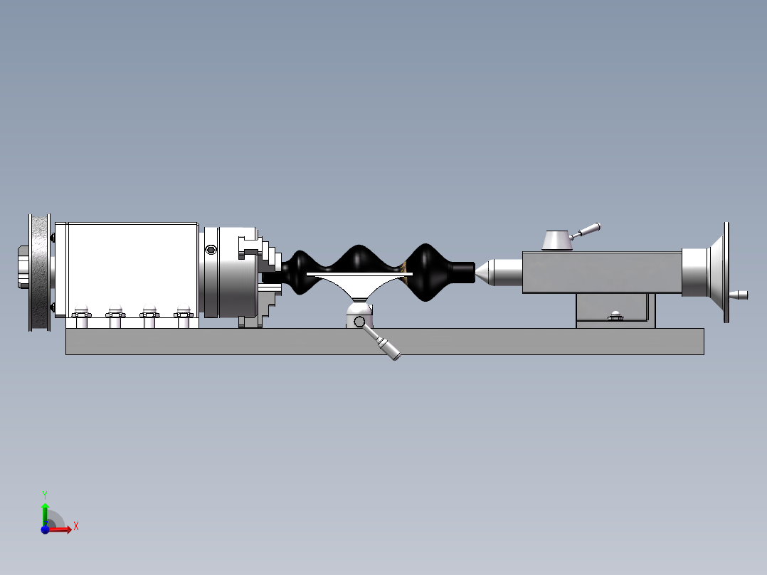 小型木工车床模型3D图纸 Solidworks设计前视图