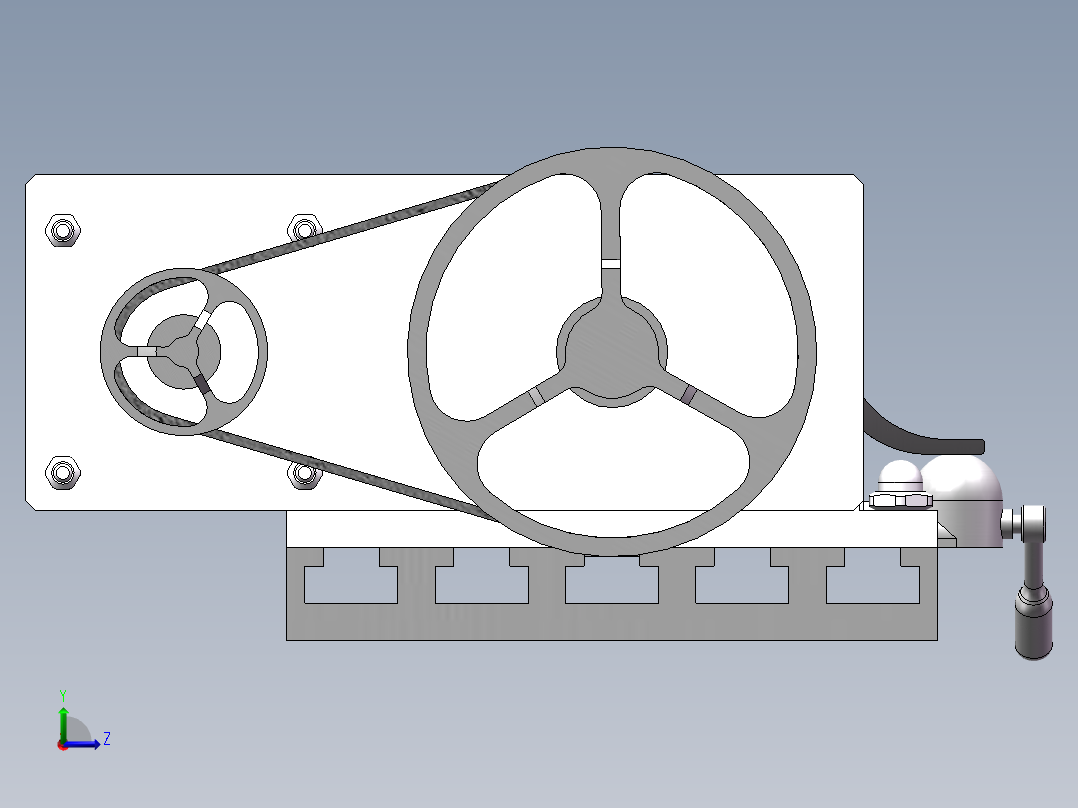小型木工车床模型3D图纸 Solidworks设计左视图