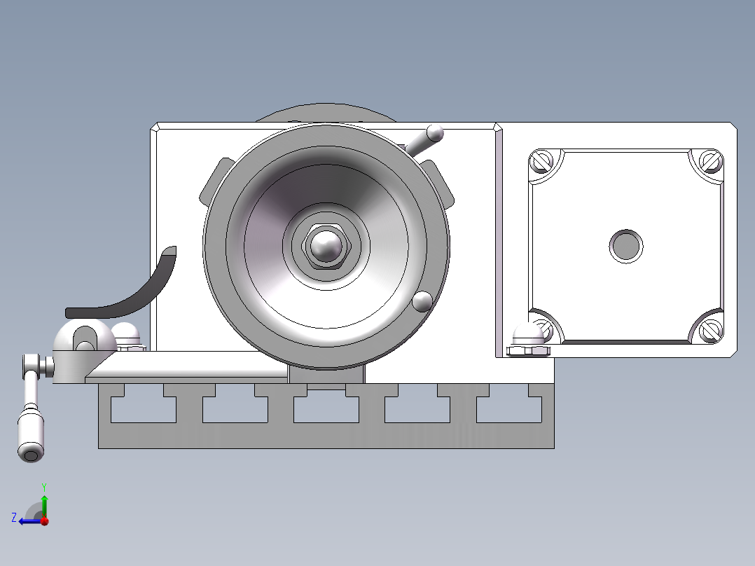 小型木工车床模型3D图纸 Solidworks设计右视图