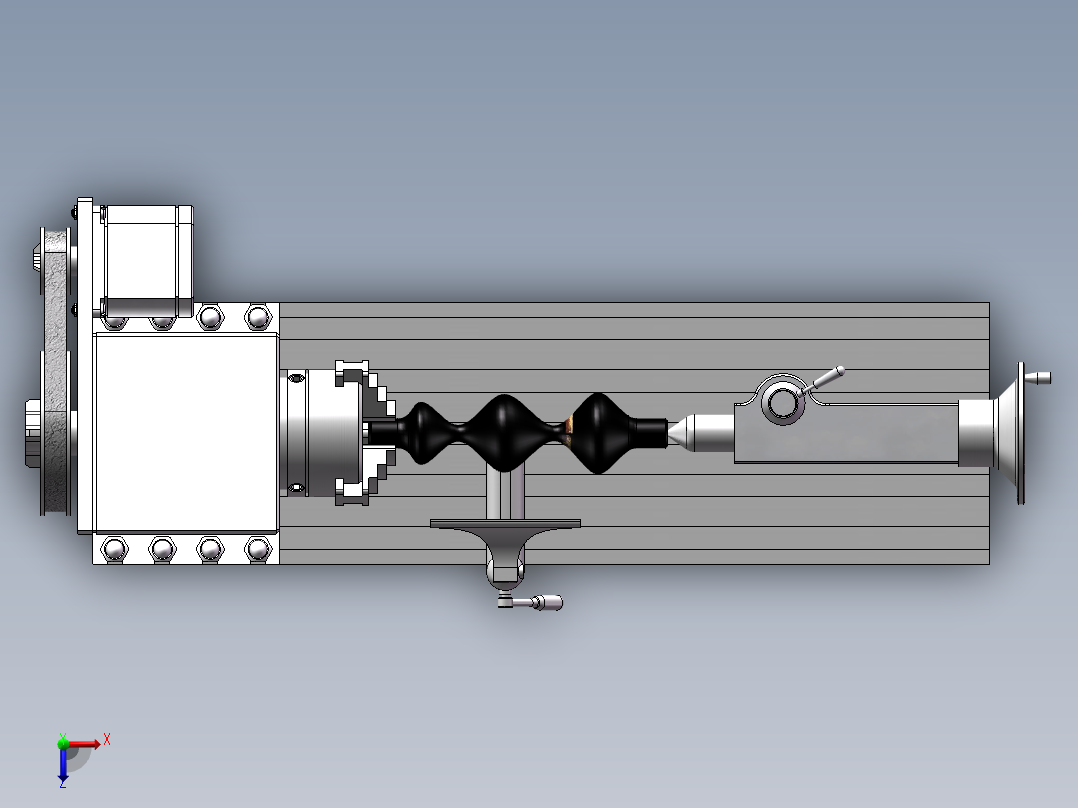 小型木工车床模型3D图纸 Solidworks设计俯视图