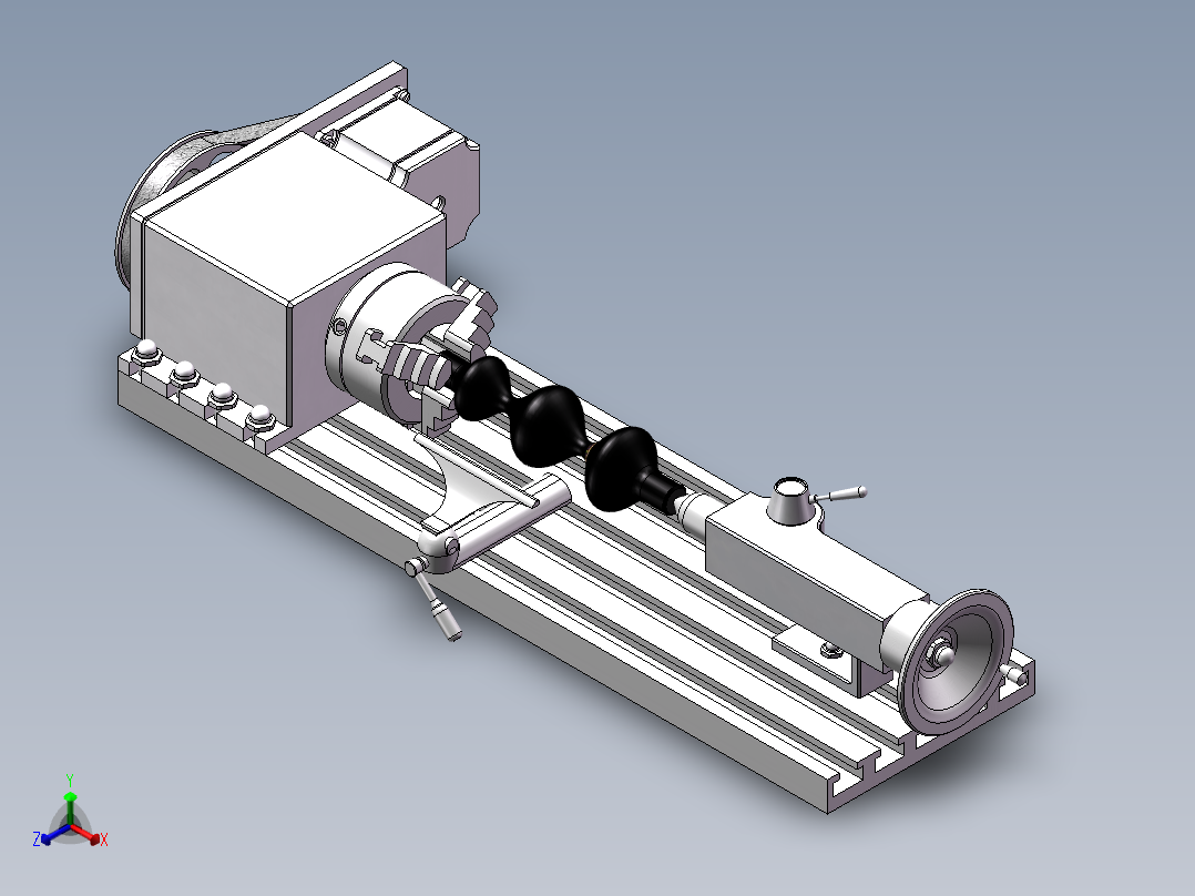 小型木工车床模型3D图纸 Solidworks设计正等轴测图