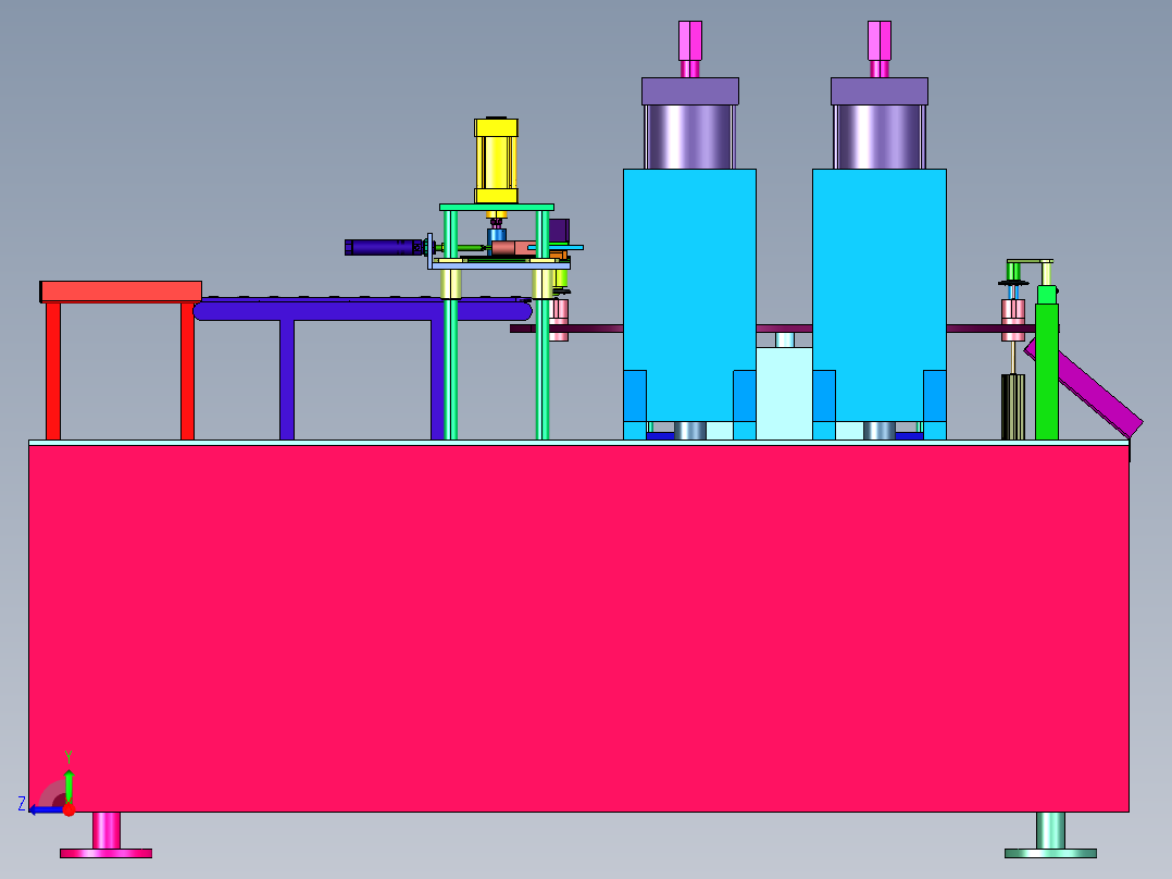 端盖销钉压铆压装机右视图