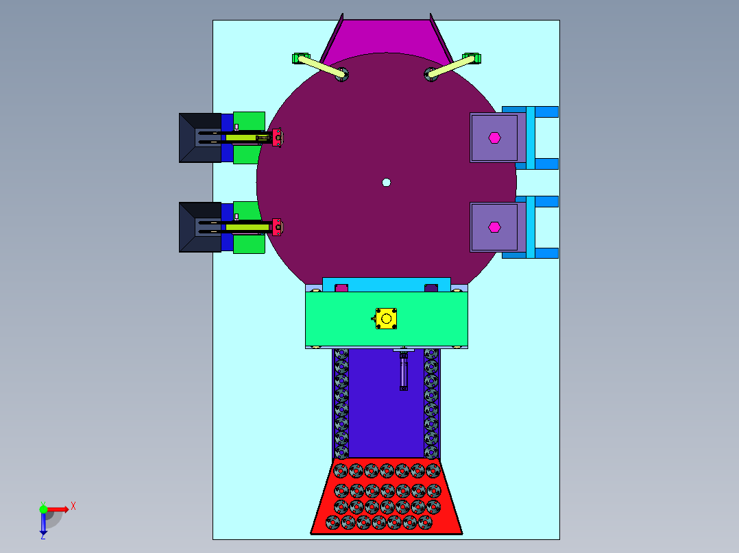 端盖销钉压铆压装机俯视图