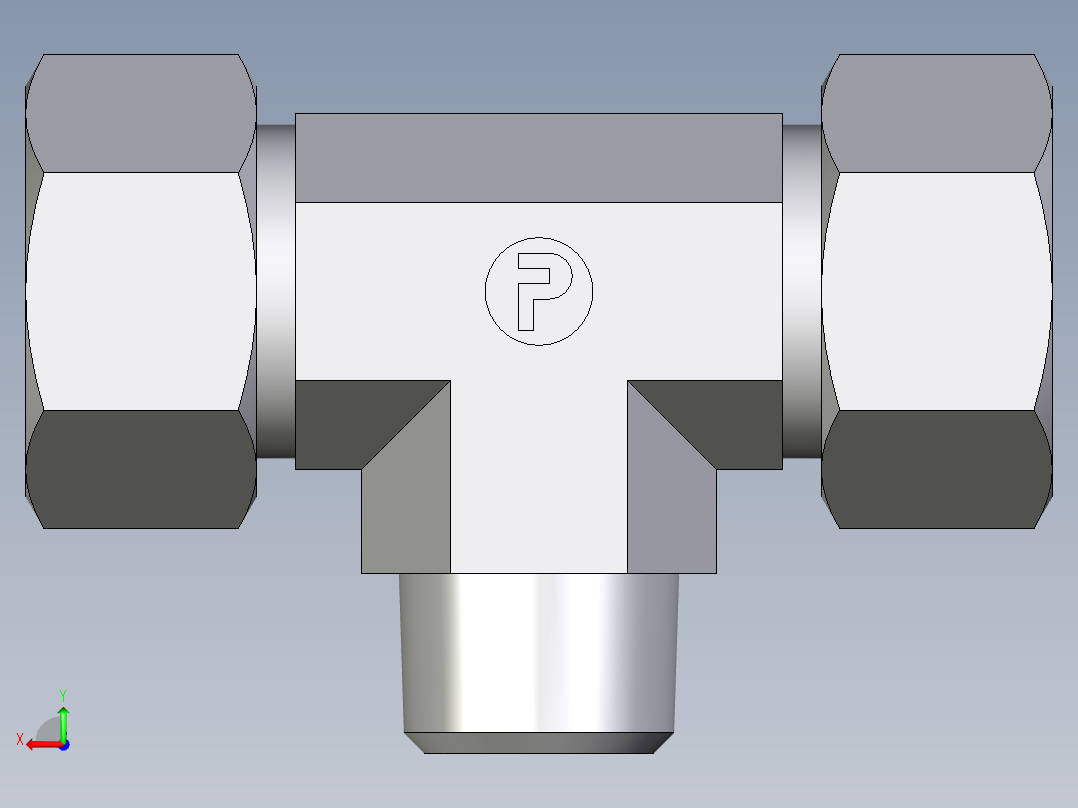 卡套式工业通用硬管接头EO_Male_stud_run_tee_TE18LR71后视图