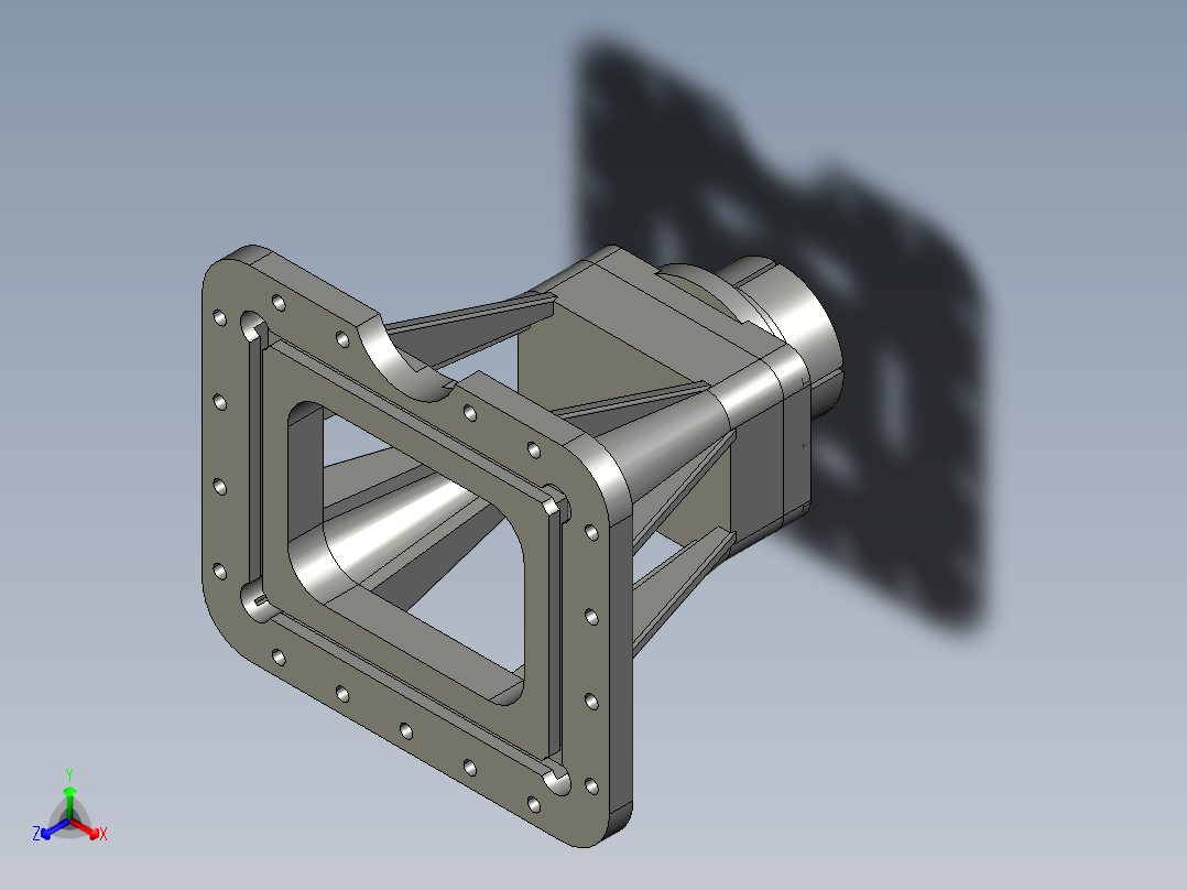 方形多轴器壳体正等轴测图
