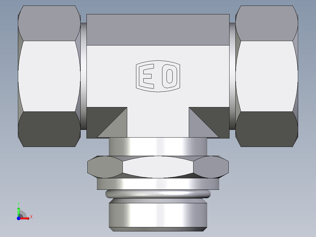 卡套式工业通用硬管接头EO_Adjustable_locknut_branch_tee_TEE28ZLMORCF前视图