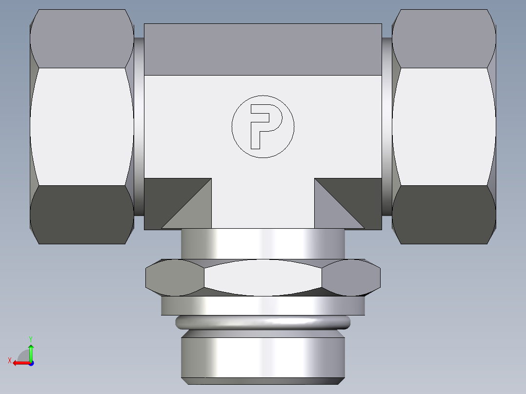 卡套式工业通用硬管接头EO_Adjustable_locknut_branch_tee_TEE28ZLMORCF后视图