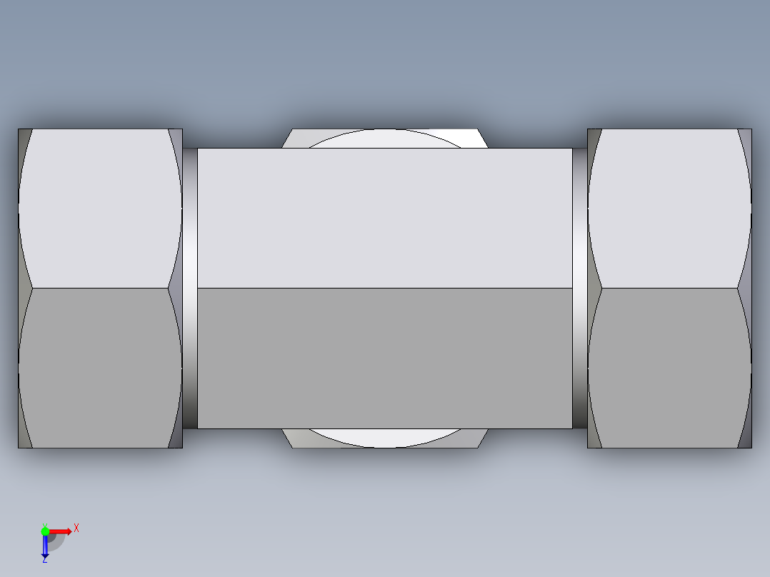 卡套式工业通用硬管接头EO_Adjustable_locknut_branch_tee_TEE28ZLMORCF俯视图