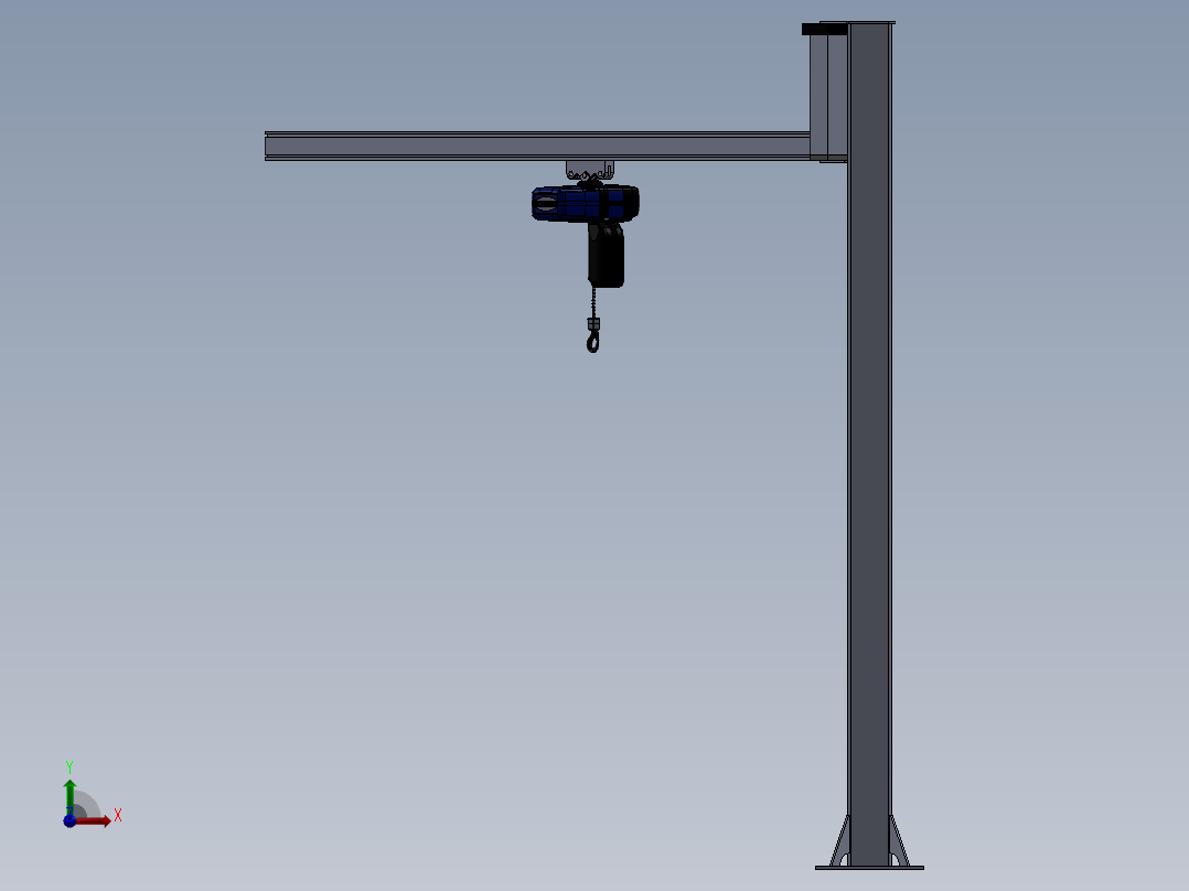 旋臂起重机系统，带链式葫芦，起重可达 125 公斤前视图