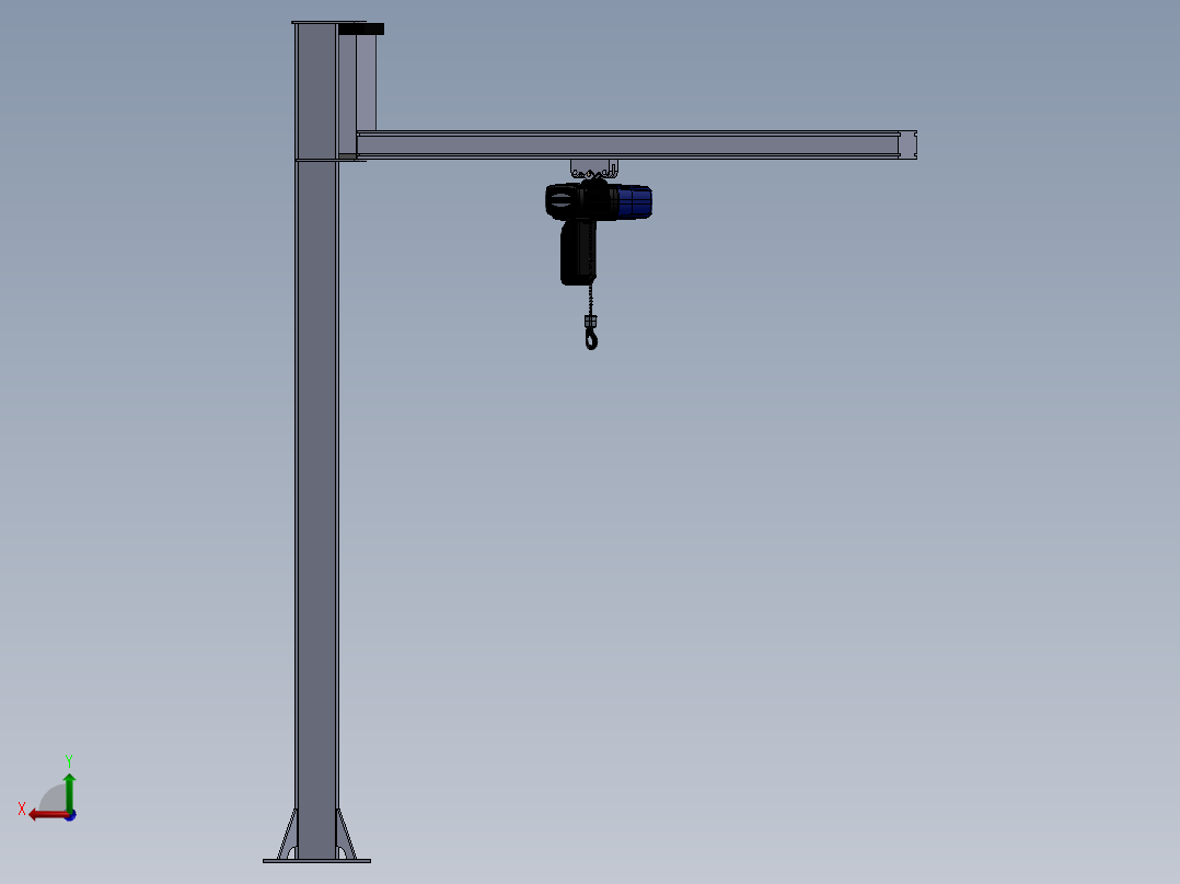 旋臂起重机系统，带链式葫芦，起重可达 125 公斤后视图