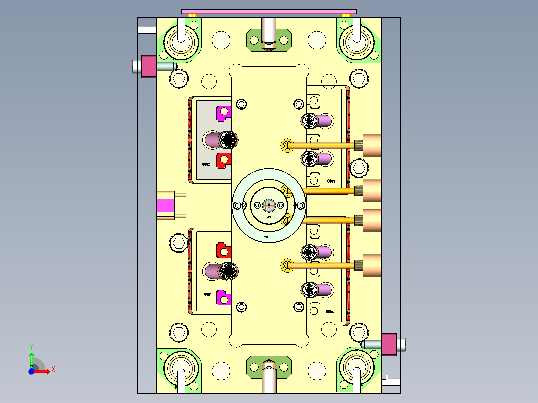 后模滑块模具前视图